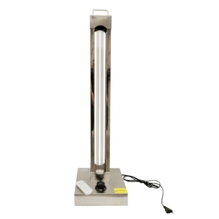Lampa bactericida UVC 150W portabila, cu ozon, din inox, telecomanda si temporizator, 120 mp, efect germicid