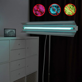 Bakteriedrepende lampe UVC 55W, justerbar, mobil stativ, høydejusterbar 100-160 cm, sterilisering