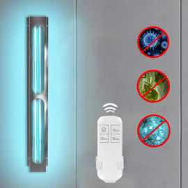 Bactericidal lamp UVC 75W, disinfection, ozone, sterilization surface 80sqm, remote control, metal body, wall mounting