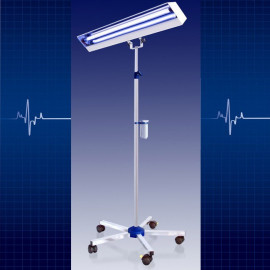 2x55W UVC bakteriedrepende lampe med mobil støtte, steriliseringsflate 45 kvm