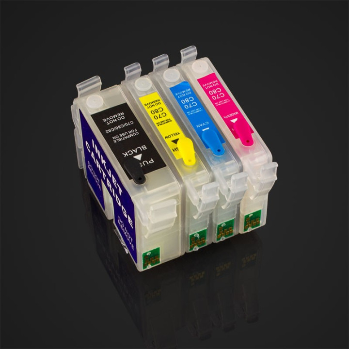 Epson cartridges T0321-T0324 filled with invisible UV ink