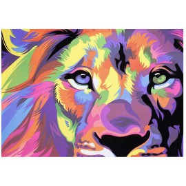 Blacklight poster Lion Colorfull print glow at blacklight art wall fluorescent