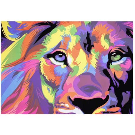 Blacklight postert Lion Colorfull print glow at blacklight art wall fluorescent